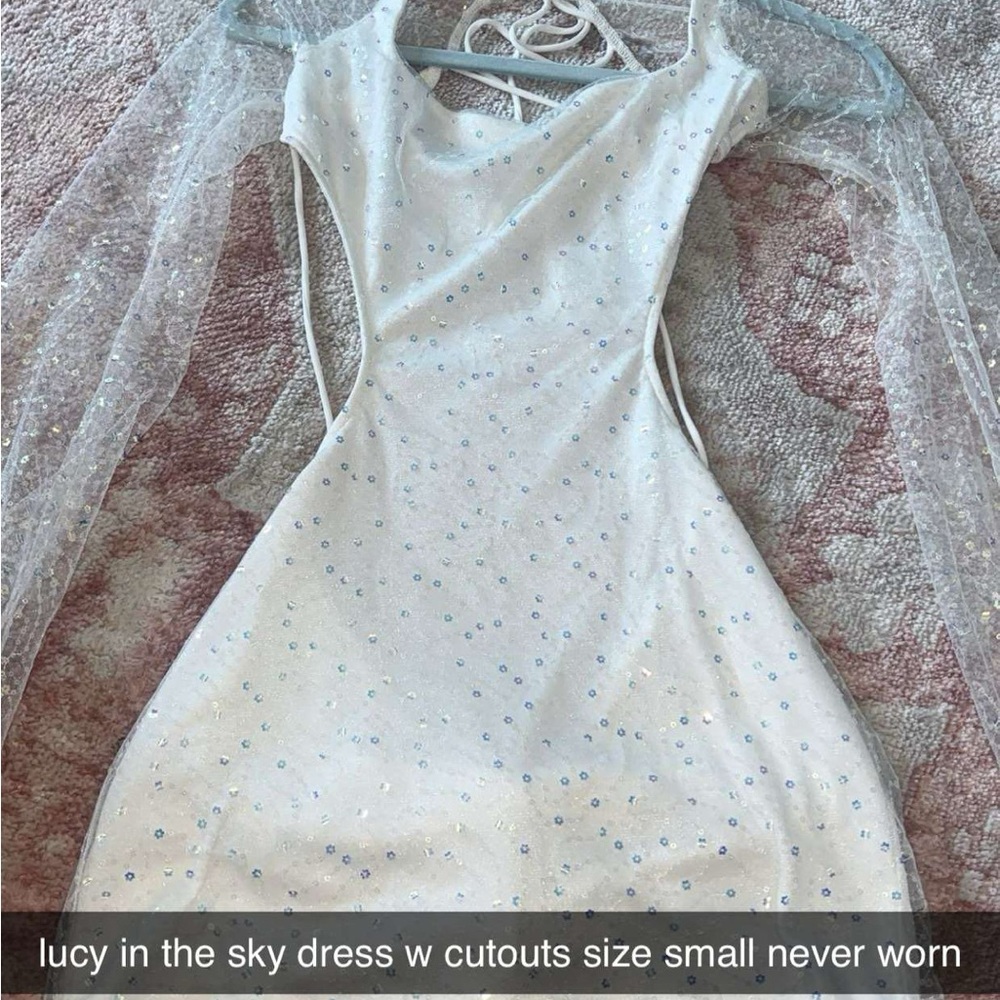 Lucy in the Sky White Dress with Sheer Sleeves